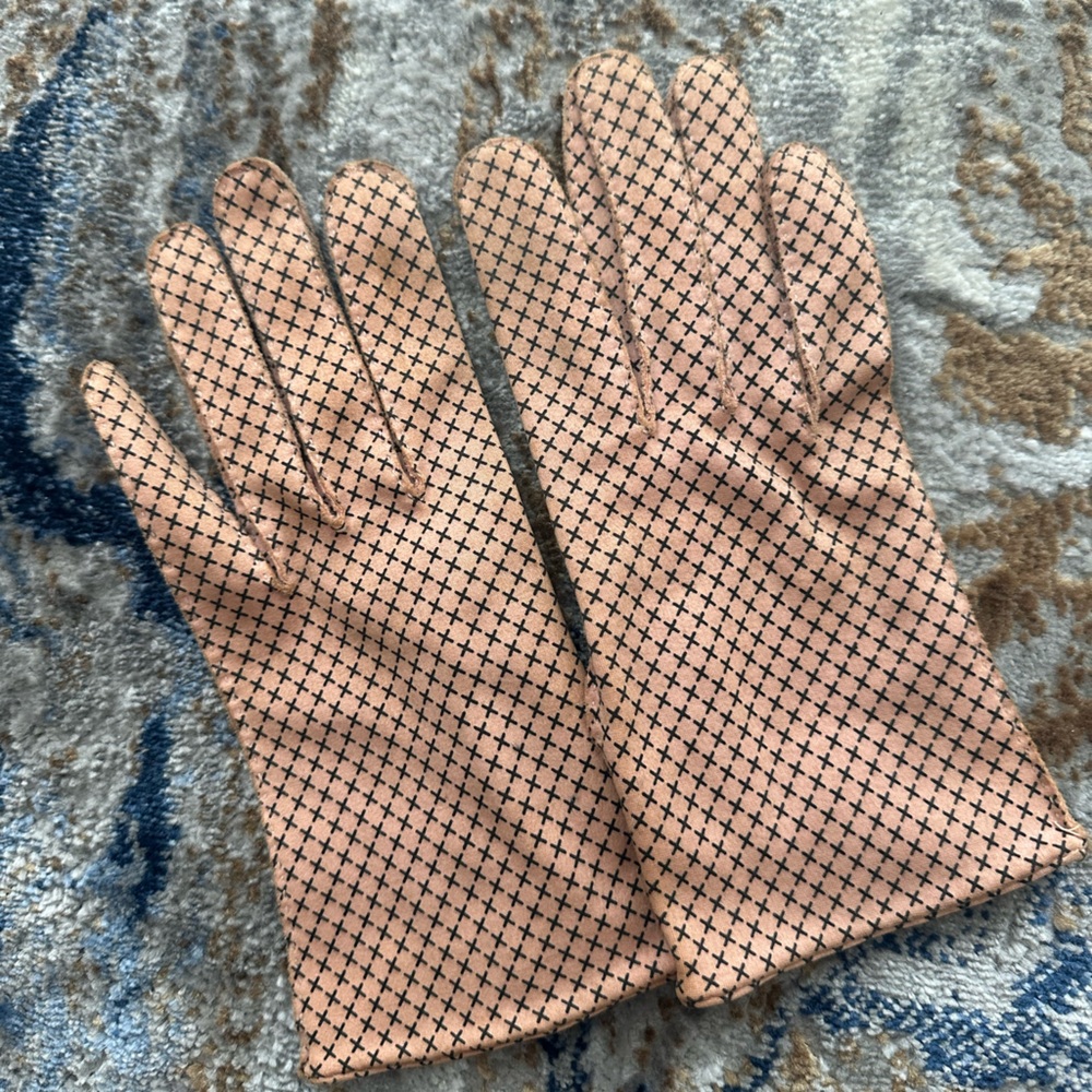 Vintage Hermes Le Gant Paris Wear Right Twoplex Suede Size 7 1/2 Hand Gloves